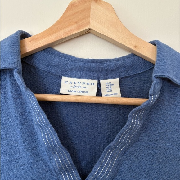 Calypso St. Barth Navy Button Down Shirt - Picture 2 of 4